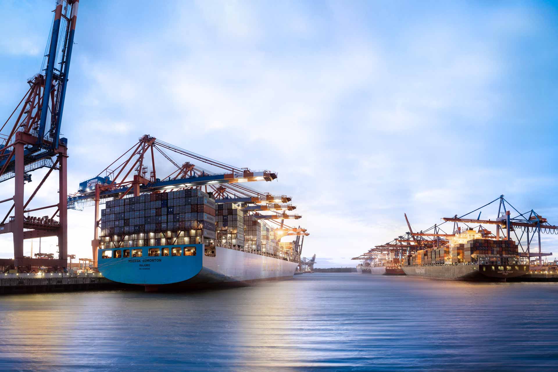 Waltershofer Hafen in Hamburg mit Containerschiffen